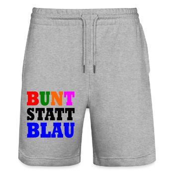 Bunt statt blau - Stanley/Stella Unisex Bio Joggingshorts Trainer  - Grau meliert - Vorne - Nik (191cm) & Marisol (170cm)