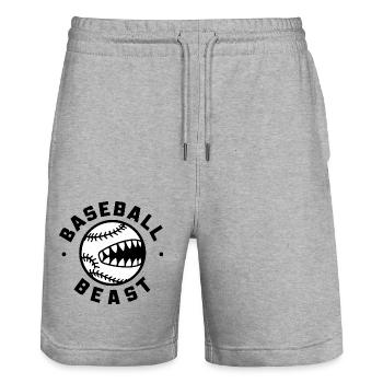 Baseball Beast - Stanley/Stella Trainer Unisex Organic Jogging Shorts - heather grey - Front - Nik (191cm) & Marisol (170cm)