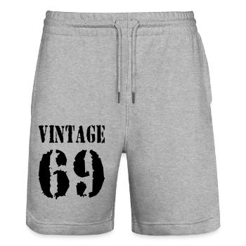 VINTAGE (1969) - Stanley/Stella Trainer Unisex Organic Jogging Shorts - heather grey - Front - Nik (191cm) & Marisol (170cm)