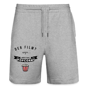 Popcorn Liebhaber - Stanley/Stella Unisex Bio Joggingshorts Trainer  - Grau meliert - Vorne - Nik (191cm) & Marisol (170cm)
