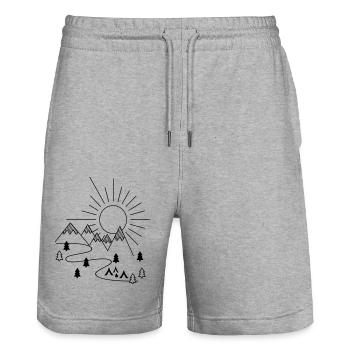 Camping - Stanley/Stella Unisex Bio Joggingshorts Trainer  - Grau meliert - Vorne - Nik (191cm) & Marisol (170cm)