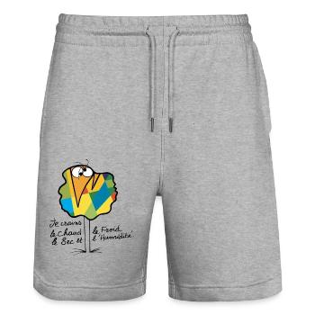 Currency Shadok N ° 02 - Stanley/Stella Trainer Unisex Organic Jogging Shorts - heather grey - Front - Nik (191cm) & Marisol (170cm)