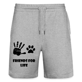 Dogs Cats Fans Friends for life - Stanley/Stella Trainer Unisex Organic Jogging Shorts - heather grey - Front - Nik (191cm) & Marisol (170cm)