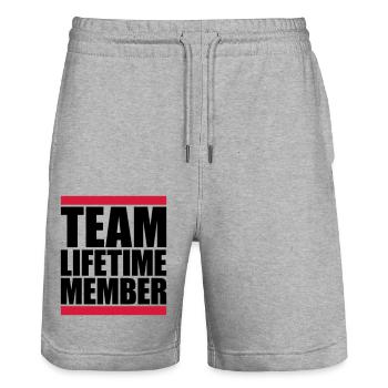 team lifetime member mitglied freunde gruppe verei - Stanley/Stella Trainer Unisex Organic Jogging Shorts - heather grey - Front - Nik (191cm) & Marisol (170cm)