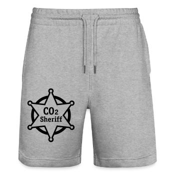 co2 sheriff - Stanley/Stella Trainer Unisex Organic Jogging Shorts - heather grey - Front - Nik (191cm) & Marisol (170cm)