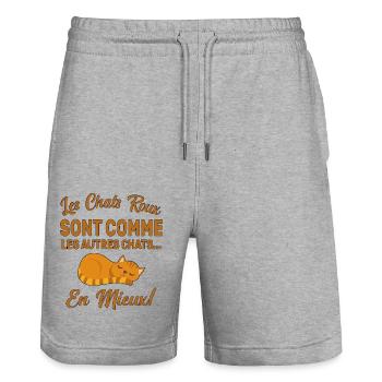 Chats Roux Sont Comme Les Autres Chats En Mieux - Short de jogging bio TRAINER Stanley/Stella unisexe - gris chiné - Devant - Nik (191cm) & Marisol (170cm)