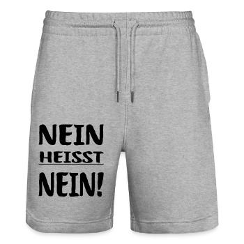 Nein heisst Nein - Stanley/Stella Unisex Bio Joggingshorts Trainer  - Grau meliert - Vorne - Nik (191cm) & Marisol (170cm)