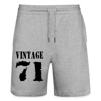 Vintage 1971 - Jahrgang 71 - Party Vector - Stanley/Stella Unisex Bio Joggingshorts Trainer  - Grau meliert - Vorne - Nik (191cm) & Marisol (170cm)