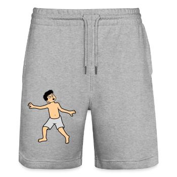 Le garçon a peur - Short de jogging bio TRAINER Stanley/Stella unisexe - gris chiné - Devant - Nik (191cm) & Marisol (170cm)