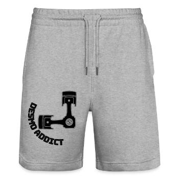 DesmoAddict - der Name ist Programm - Stanley/Stella Unisex Bio Joggingshorts Trainer  - Grau meliert - Vorne - Nik (191cm) & Marisol (170cm)