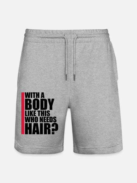Who Needs Hair Spruch - Stanley/Stella Unisex Bio Joggingshorts Trainer - Grau meliert
