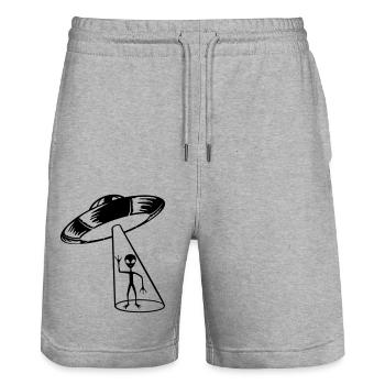 Strahl Ufo Alien winkt - Stanley/Stella Unisex Bio Joggingshorts Trainer  - Grau meliert - Vorne - Nik (191cm) & Marisol (170cm)