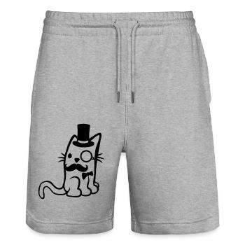 Lunettes Monocle Mr. Cat - Short de jogging bio TRAINER Stanley/Stella unisexe - gris chiné - Devant - Nik (191cm) & Marisol (170cm)