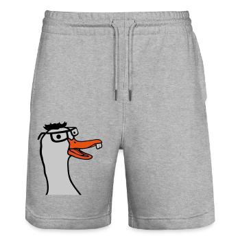 Hornbrille Nerd Gans lustig - Stanley/Stella Unisex Bio Joggingshorts Trainer  - Grau meliert - Vorne - Nik (191cm) & Marisol (170cm)