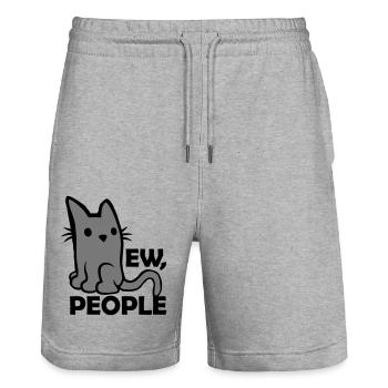Zitat ew people Katze - Stanley/Stella Unisex Bio Joggingshorts Trainer  - Grau meliert - Vorne - Nik (191cm) & Marisol (170cm)