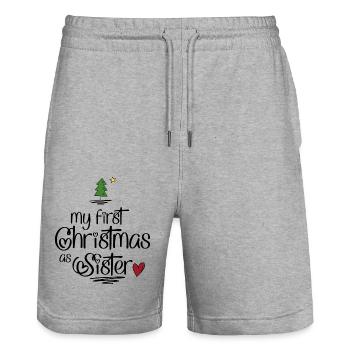 My first Christmas as Sister - Stanley/Stella Unisex Bio Joggingshorts Trainer  - Grau meliert - Vorne - Nik (191cm) & Marisol (170cm)
