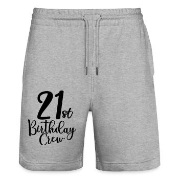 21e anniversaire Crew B-day Party Squad 21 ans - Short de jogging bio TRAINER Stanley/Stella unisexe - gris chiné - Devant - Nik (191cm) & Marisol (170cm)