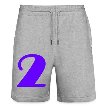 2. 2 JAHRE. 2. JUBILÄUM. GEBURTSTAG 2 JAHRE - Stanley/Stella Unisex Bio Joggingshorts Trainer  - Grau meliert - Vorne - Nik (191cm) & Marisol (170cm)