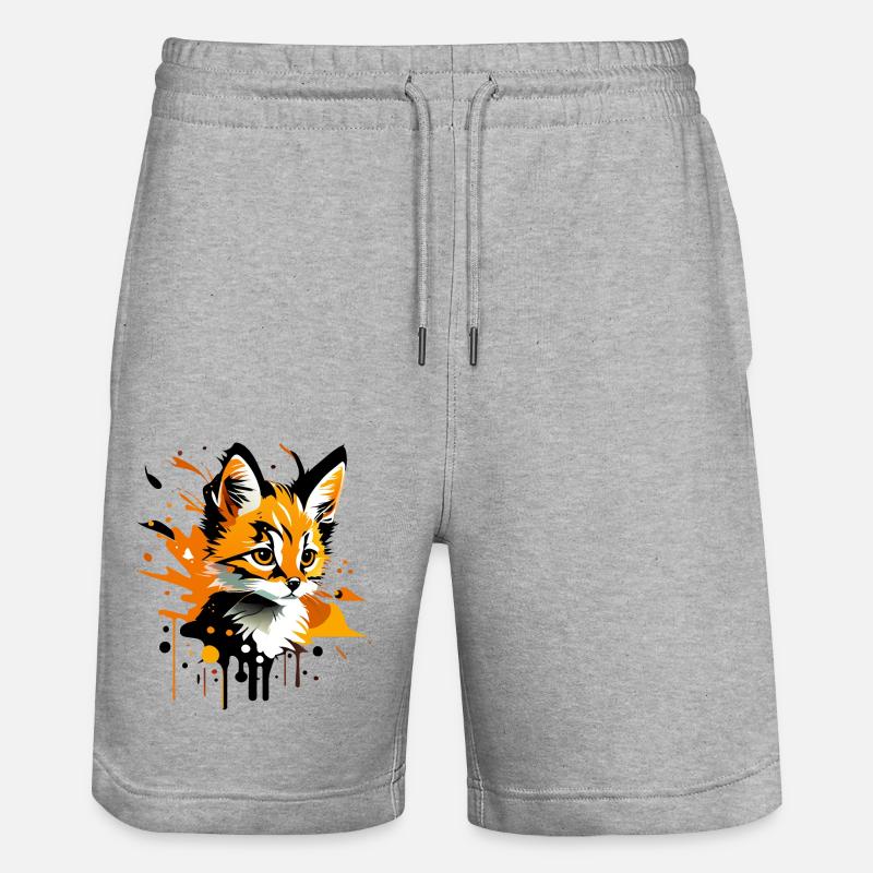 Kätzchen, Katze - Stanley/Stella Unisex Bio Joggingshorts Trainer  - Grau meliert