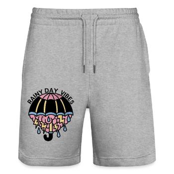 Umbrella with Severe Weather Cloud Rainy Day Vibes - Stanley/Stella Trainer Unisex Organic Jogging Shorts - heather grey - Front - Nik (191cm) & Marisol (170cm)