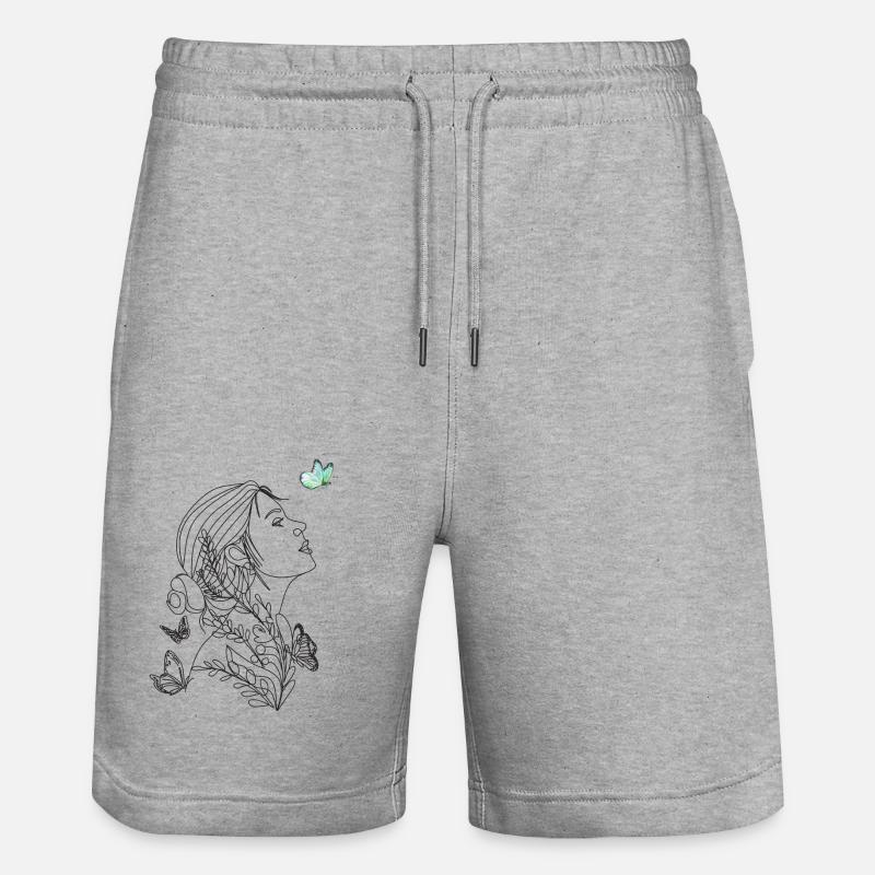 Un papillon dans ma tête - Short de jogging bio TRAINER Stanley/Stella unisexe - gris chiné