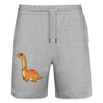 hugadino tanned dino, cute dinosaur - Stanley/Stella Trainer Unisex Organic Jogging Shorts - heather grey - Front - Nik (191cm) & Marisol (170cm)