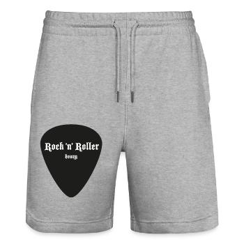 Plectrum Black - Stanley/Stella Trainer Unisex Organic Jogging Shorts - heather grey - Front - Nik (191cm) & Marisol (170cm)