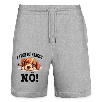 Bevor Du Fragst Nö Nein Hund Lustig Spruch Humor - Stanley/Stella Unisex Bio Joggingshorts Trainer  - Grau meliert - Vorne - Nik (191cm) & Marisol (170cm)