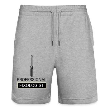 Craftsman Handyman Craft Tool Construction Site - Stanley/Stella Trainer Unisex Organic Jogging Shorts - heather grey - Front - Nik (191cm) & Marisol (170cm)