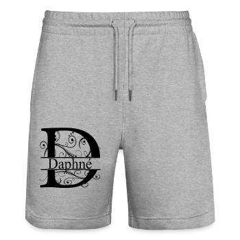 Monogramm mit dem Namen Daphne - Stanley/Stella Unisex Bio Joggingshorts Trainer  - Grau meliert - Vorne - Nik (191cm) & Marisol (170cm)