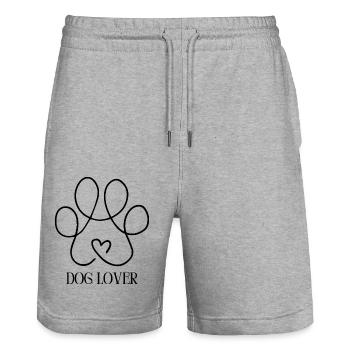 Dog Lover - Pfote - Stanley/Stella Unisex Bio Joggingshorts Trainer  - Grau meliert - Vorne - Nik (191cm) & Marisol (170cm)