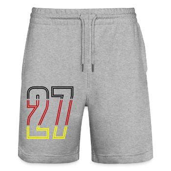 27 Zahl symbol Germany - Stanley/Stella Unisex Bio Joggingshorts Trainer  - Grau meliert - Vorne - Nik (191cm) & Marisol (170cm)