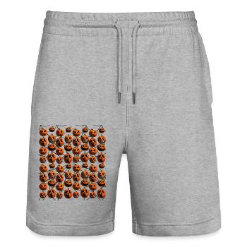 Vielfalt der Kürbisse | Lustiges Halloween Design - Stanley/Stella Unisex Bio Joggingshorts Trainer  - Grau meliert - Vorne - Nik (191cm) & Marisol (170cm)