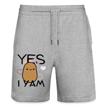 Ja Ich Yam Lustige Süße Süße Kartoffel Kawaii Essen Liebe - Stanley/Stella Unisex Bio Joggingshorts Trainer  - Grau meliert - Vorne - Nik (191cm) & Marisol (170cm)