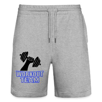 Workout Team - Stanley/Stella Trainer Unisex Organic Jogging Shorts - heather grey - Front - Nik (191cm) & Marisol (170cm)