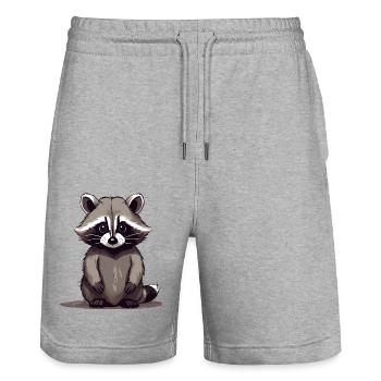 Waschbär sitzend - Stanley/Stella Unisex Bio Joggingshorts Trainer  - Grau meliert - Vorne - Nik (191cm) & Marisol (170cm)
