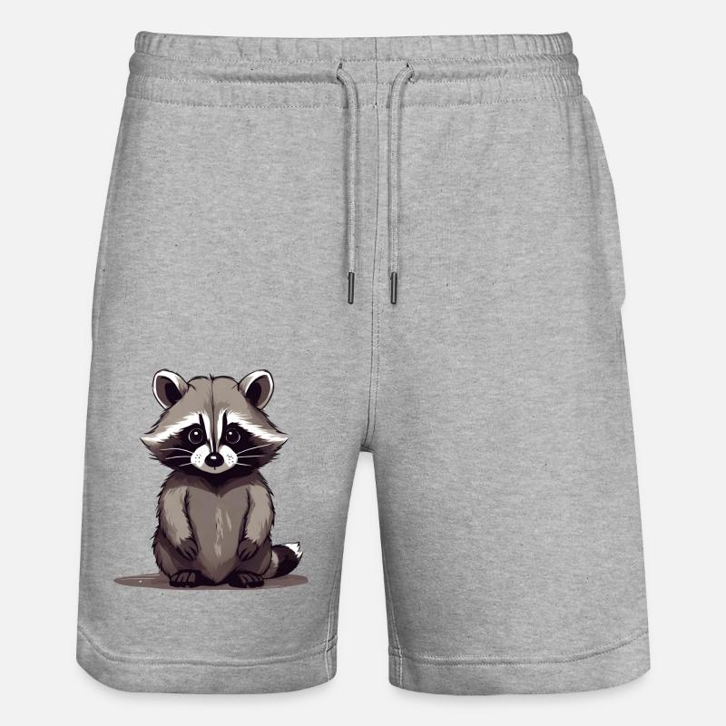 Waschbär sitzend - Stanley/Stella Unisex Bio Joggingshorts Trainer  - Grau meliert