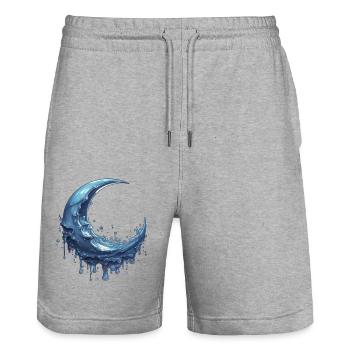 Schmelzender Mond - Stanley/Stella Unisex Bio Joggingshorts Trainer  - Grau meliert - Vorne - Nik (191cm) & Marisol (170cm)