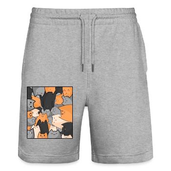Chatons mignons, chats d’amour, chats kawaii - Short de jogging bio TRAINER Stanley/Stella unisexe - gris chiné - Devant - Nik (191cm) & Marisol (170cm)