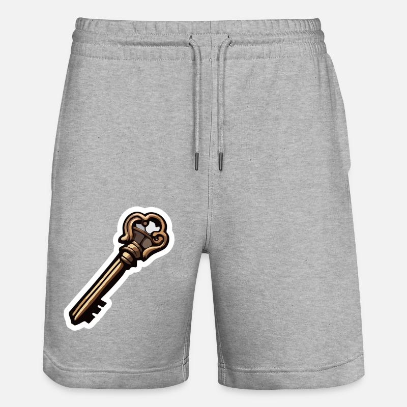 Key / Lock / Locked / Security - Stanley/Stella Trainer Unisex Organic Jogging Shorts - heather grey