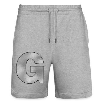 Lettre G Argent - Short de jogging bio TRAINER Stanley/Stella unisexe - gris chiné - Devant - Nik (191cm) & Marisol (170cm)