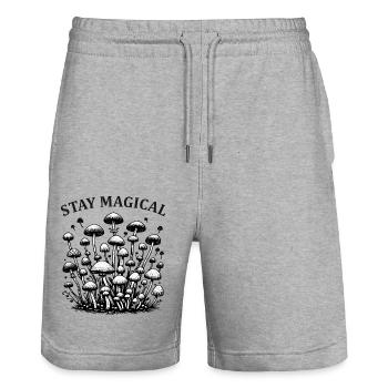 Bleib magisch - Stanley/Stella Unisex Bio Joggingshorts Trainer  - Grau meliert - Vorne - Nik (191cm) & Marisol (170cm)