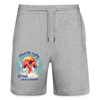 Schweben wie ein Gelee, stechen wie ein Champion - Stanley/Stella Unisex Bio Joggingshorts Trainer  - Grau meliert - Vorne - Nik (191cm) & Marisol (170cm)