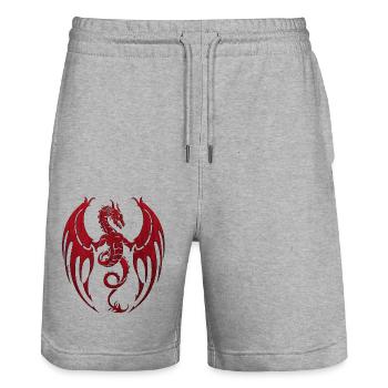 Fantasy Dragon Anime Dragon Head Mythical reptile - Stanley/Stella Trainer Unisex Organic Jogging Shorts - heather grey - Front - Nik (191cm) & Marisol (170cm)