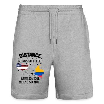 Distanz bedeutet so wenig, wenn jemand viel bedeutet - Stanley/Stella Unisex Bio Joggingshorts Trainer  - Grau meliert - Vorne - Nik (191cm) & Marisol (170cm)