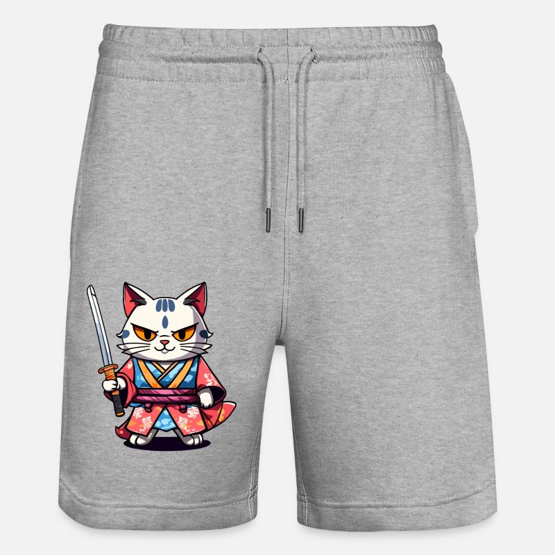 Chat samouraï #34 - Short de jogging bio TRAINER Stanley/Stella unisexe - gris chiné