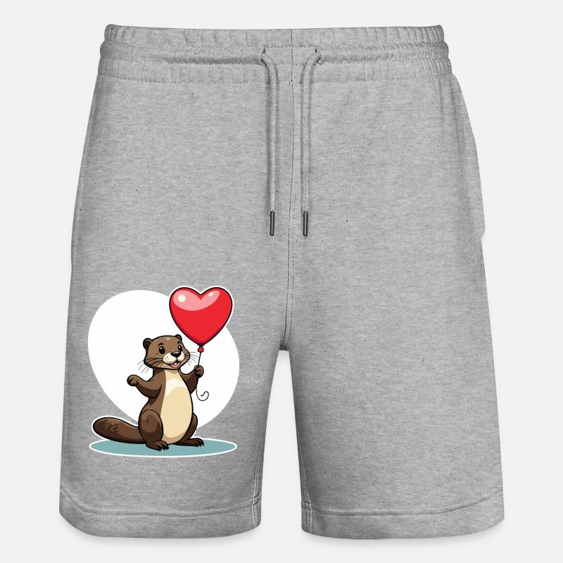 Coeur de loutre - Saint-Valentin - Short de jogging bio TRAINER Stanley/Stella unisexe - gris chiné