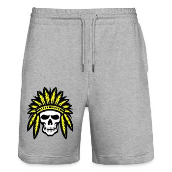 Apache Indianer Häuptling Totenkopf - Stanley/Stella Unisex Bio Joggingshorts Trainer  - Grau meliert - Vorne - Nik (191cm) & Marisol (170cm)