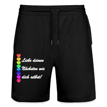 Charity 3 - Stanley/Stella Trainer Unisex Organic Jogging Shorts - black - Front - Nik (191cm) & Marisol (170cm)