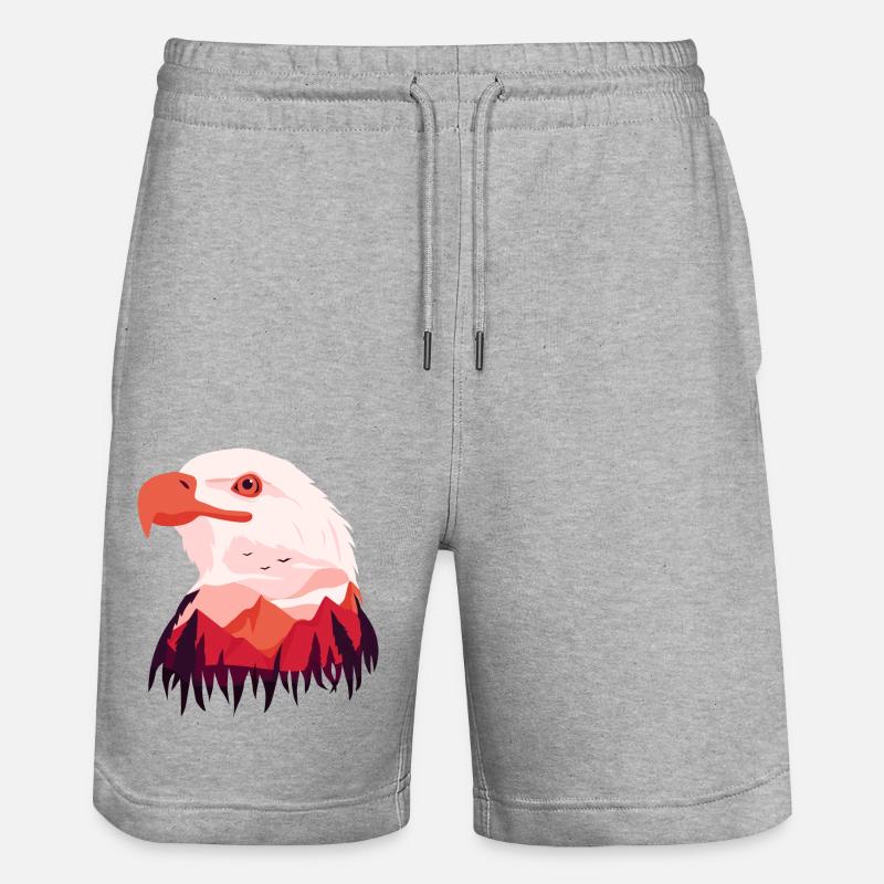 Eagle Bald Eagle - Stanley/Stella Trainer Unisex Organic Jogging Shorts - heather grey